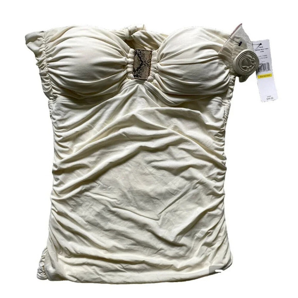 CARMEN Marc Valvo Cream Yellow Tankini Halter Two Piece Swimsuit Size M - Picture 2 of 7